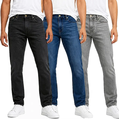 3er-Pack Herren Flex-Stretch Jeans – Slim Straight Fit mit 5 Taschen