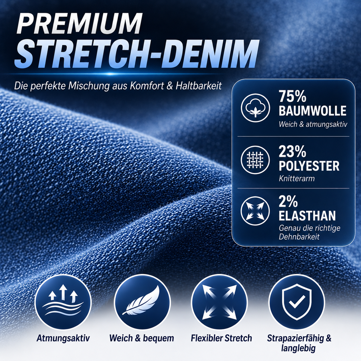 3er-Pack Herren Flex-Stretch Jeans – Slim Straight Fit mit 5 Taschen