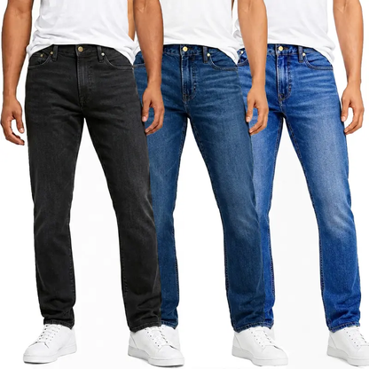 3er-Pack Herren Flex-Stretch Jeans – Slim Straight Fit mit 5 Taschen