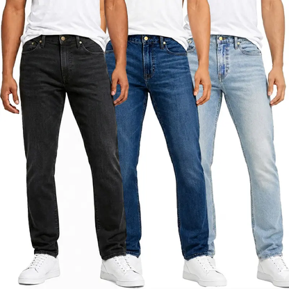 3er-Pack Herren Flex-Stretch Jeans – Slim Straight Fit mit 5 Taschen